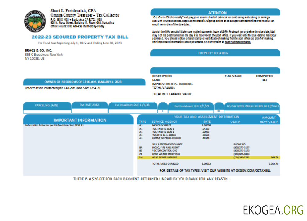 Projet de loi sur l'impôt foncier du comté d'Orange en Californie, SCR